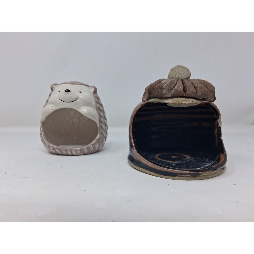 Robert Stanley Hedgehog Scrubby Holder & Studio Pottery Sponge Holder Set 2pc